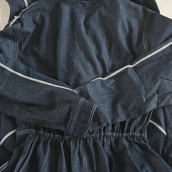 Men's Denim Jumpsuit with White Stitching - Picture 9 of 9